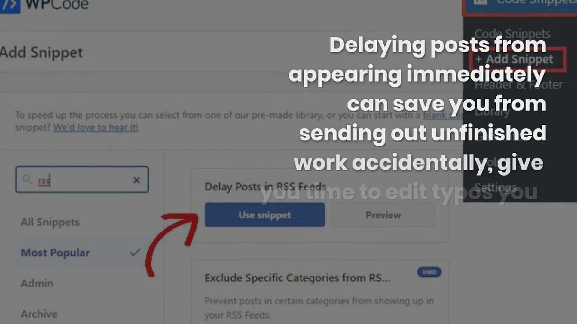 'Video thumbnail for How to Delay Posts From Appearing in WordPress RSS Feed'