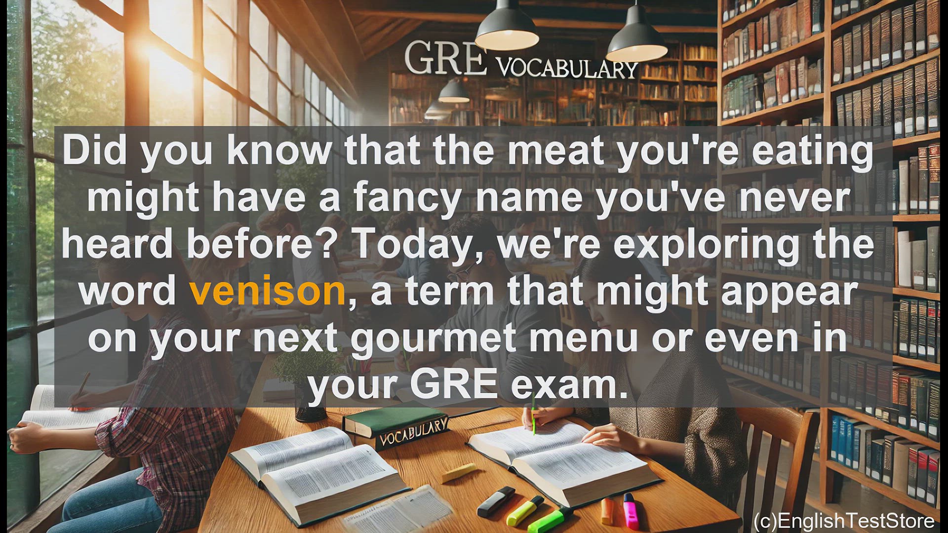 'Video thumbnail for GRE Vocabulary Lesson: Venison - Exploring the Meat of Deer and Game Animals'