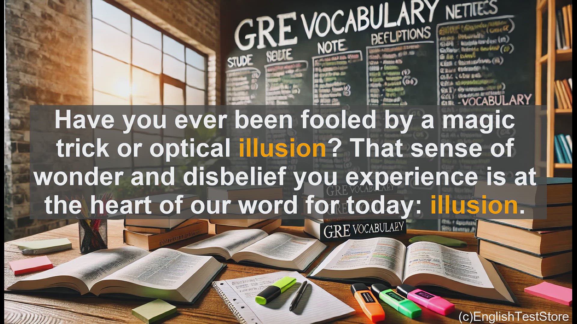 'Video thumbnail for GRE Vocabulary Lesson: Unraveling the Mysteries of Illusion'