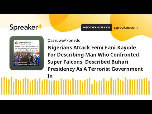 Video thumbnail for Nigerians Attack Femi Fani-Kayode For Describing Man Who Confronted Super Falcons, Described Buhari