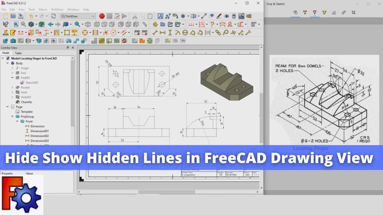 'Video thumbnail for Hide Show Hidden Lines in FreeCAD Drawing Views | FreeCAD Tutorial | Mechnexus |'