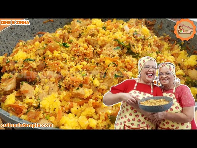 'Video thumbnail for Farofa Saborosa de Cuscuz com Frango - Aprenda a Fazer Cuscuz Nordestino'