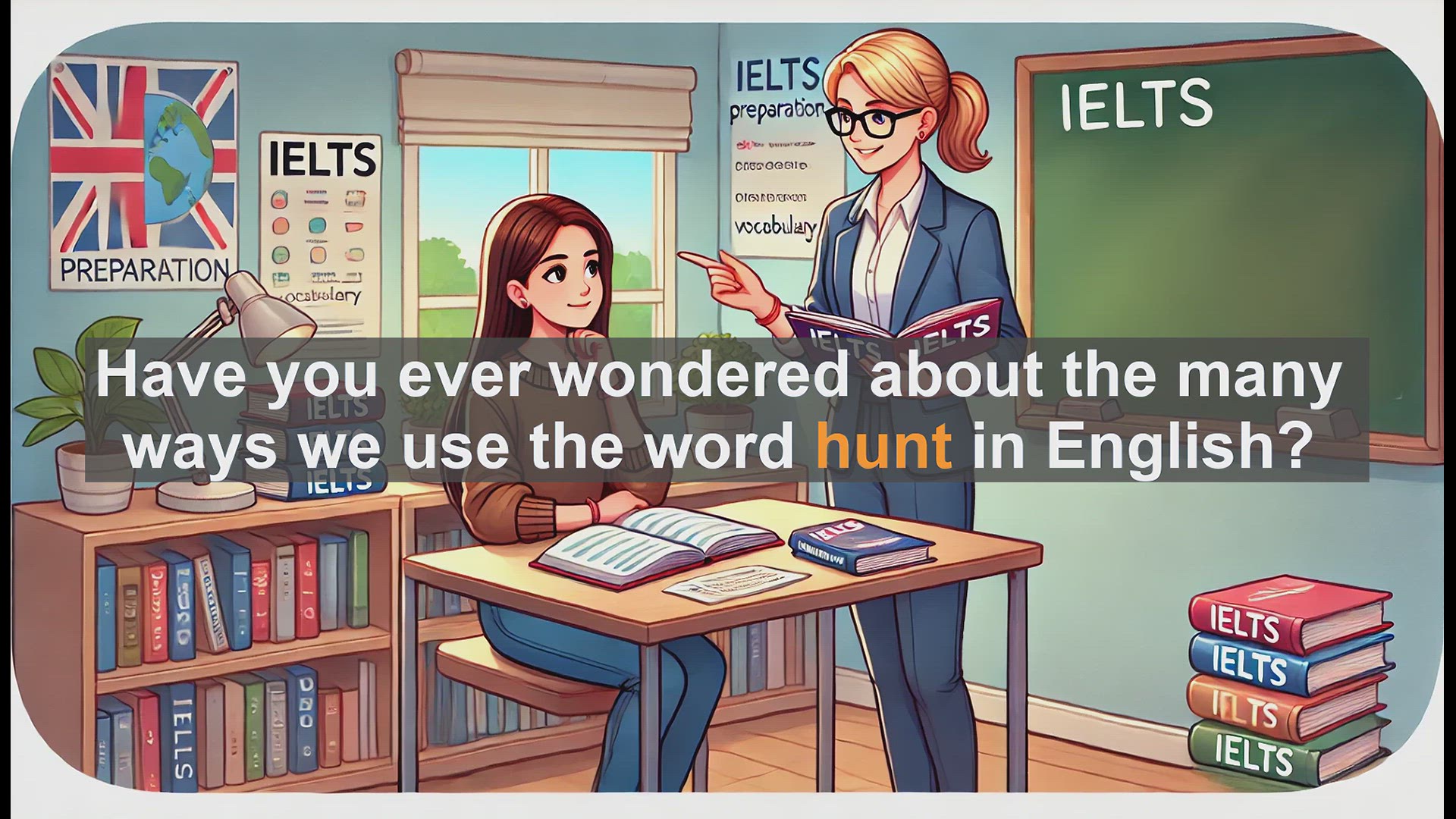 'Video thumbnail for 2500 Must Know IELTS 5.5 Vocabulary - Understanding 'Hunt' in English: More Than Just Animal Chasing'