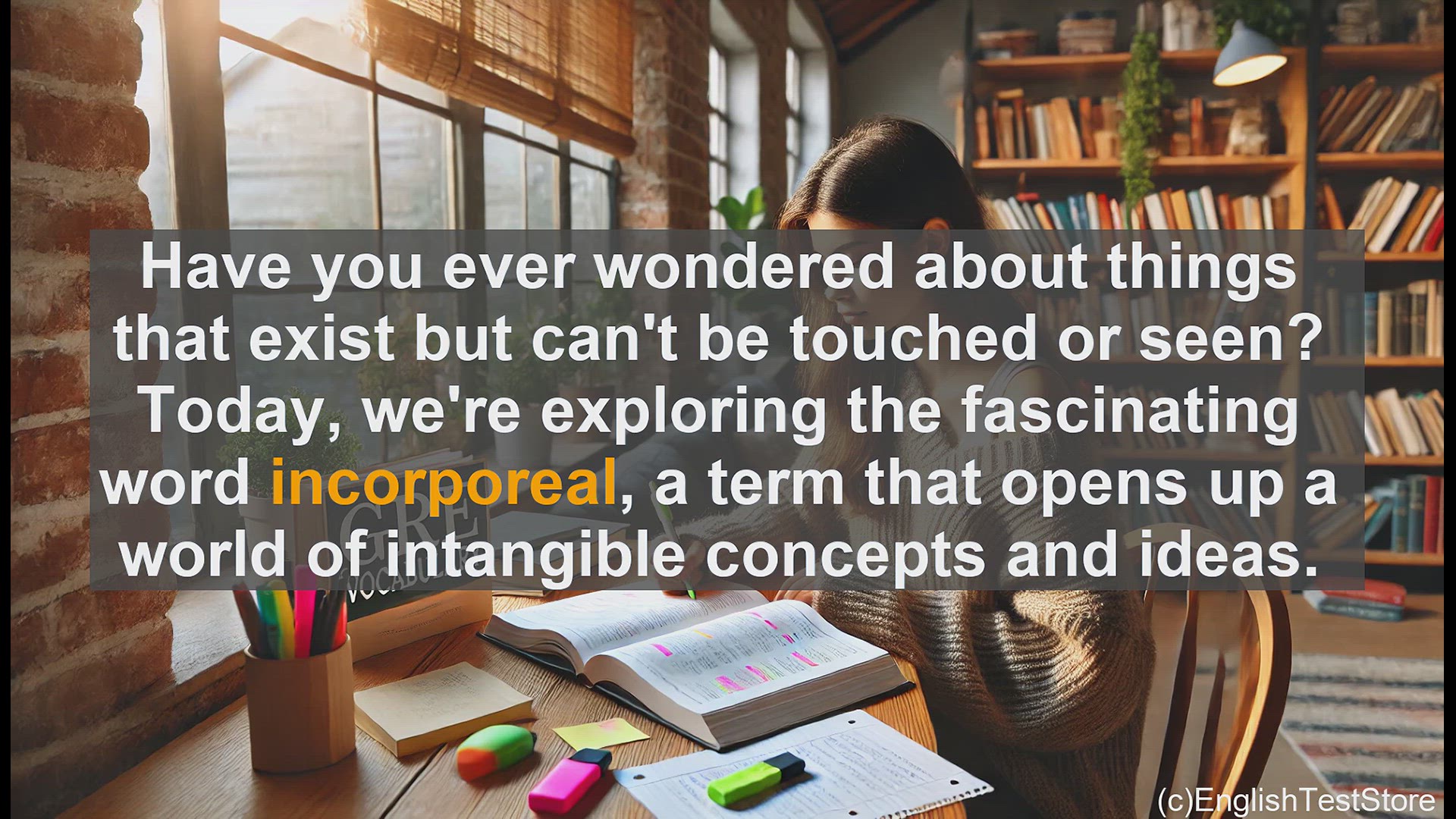 'Video thumbnail for GRE Vocabulary Lesson: Exploring the Intangible - The Fascinating World of Incorporeal Concepts'