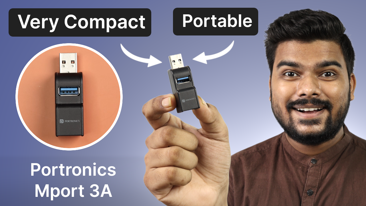 Video thumbnail for Very Compact & Portable USB Hub | Portronics Mport 3A Review