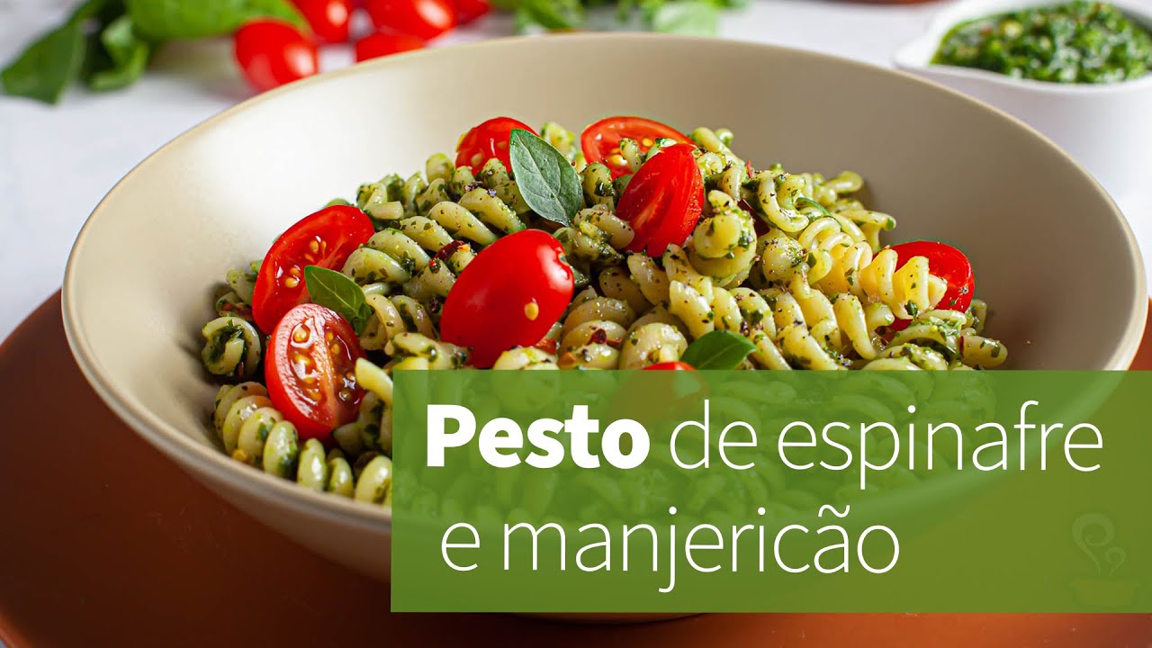 'Video thumbnail for O MELHOR macarrão com pesto! Super fácil de fazer'