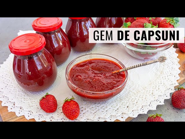 'Video thumbnail for Gem de căpșuni cu puțin zahăr - rețeta simplă, fără conservant. Se păstrează perfect 2-3 ani.'