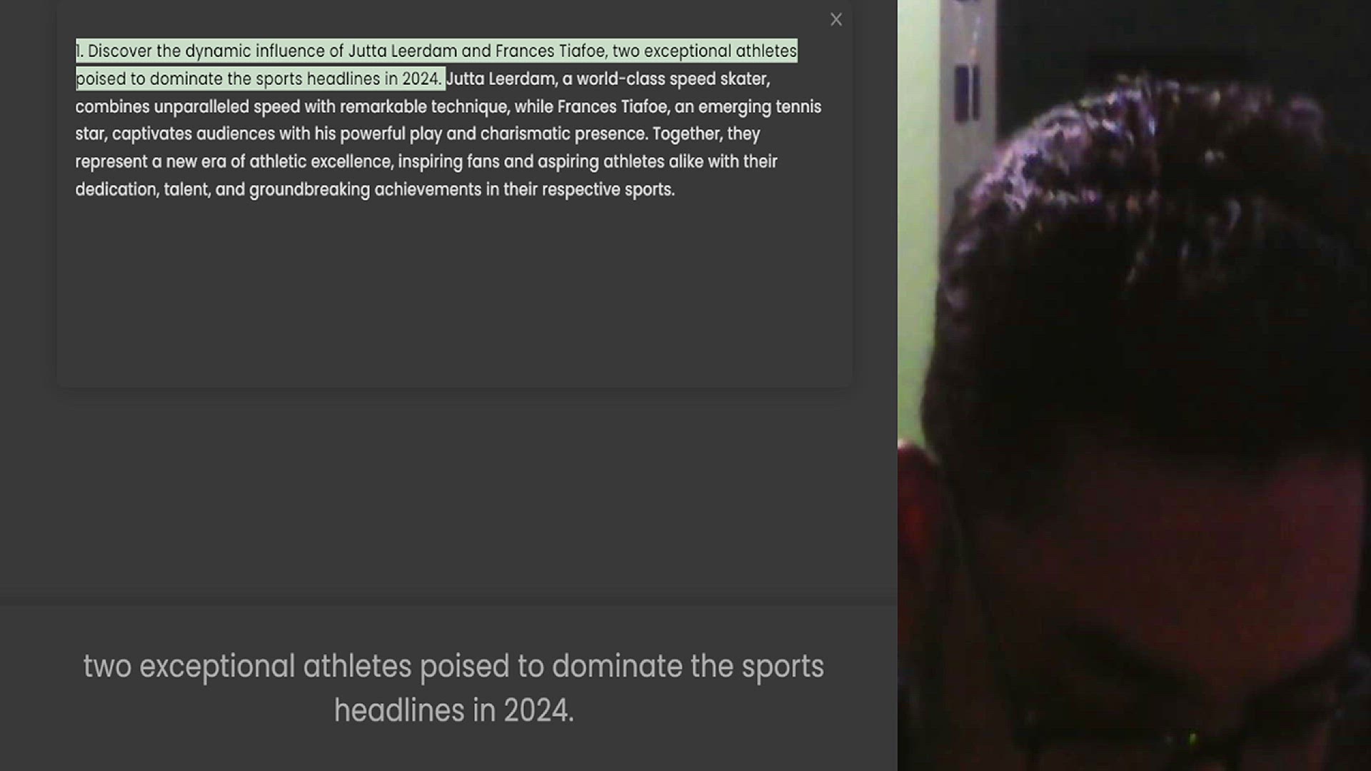 Video thumbnail for 1. Discover the dynamic influence of Jutta Leerdam and Frances Tiafoe, two exceptional athletes poised to dominate the sports headlines in 2024. Jutta Leerdam, a world-class speed skater, combines unparalleled speed with remarkable techni