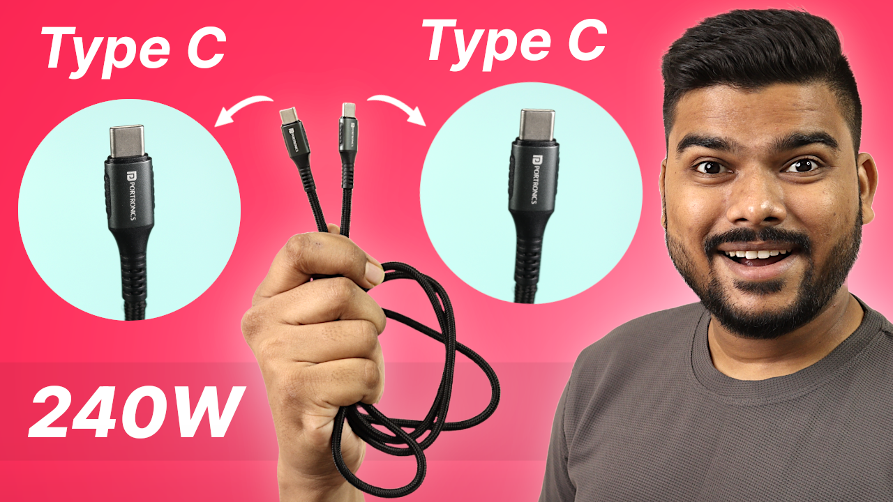'Video thumbnail for 240W Type C to Type C Fast Charging Cable | Portronics Konnect 240C Review'