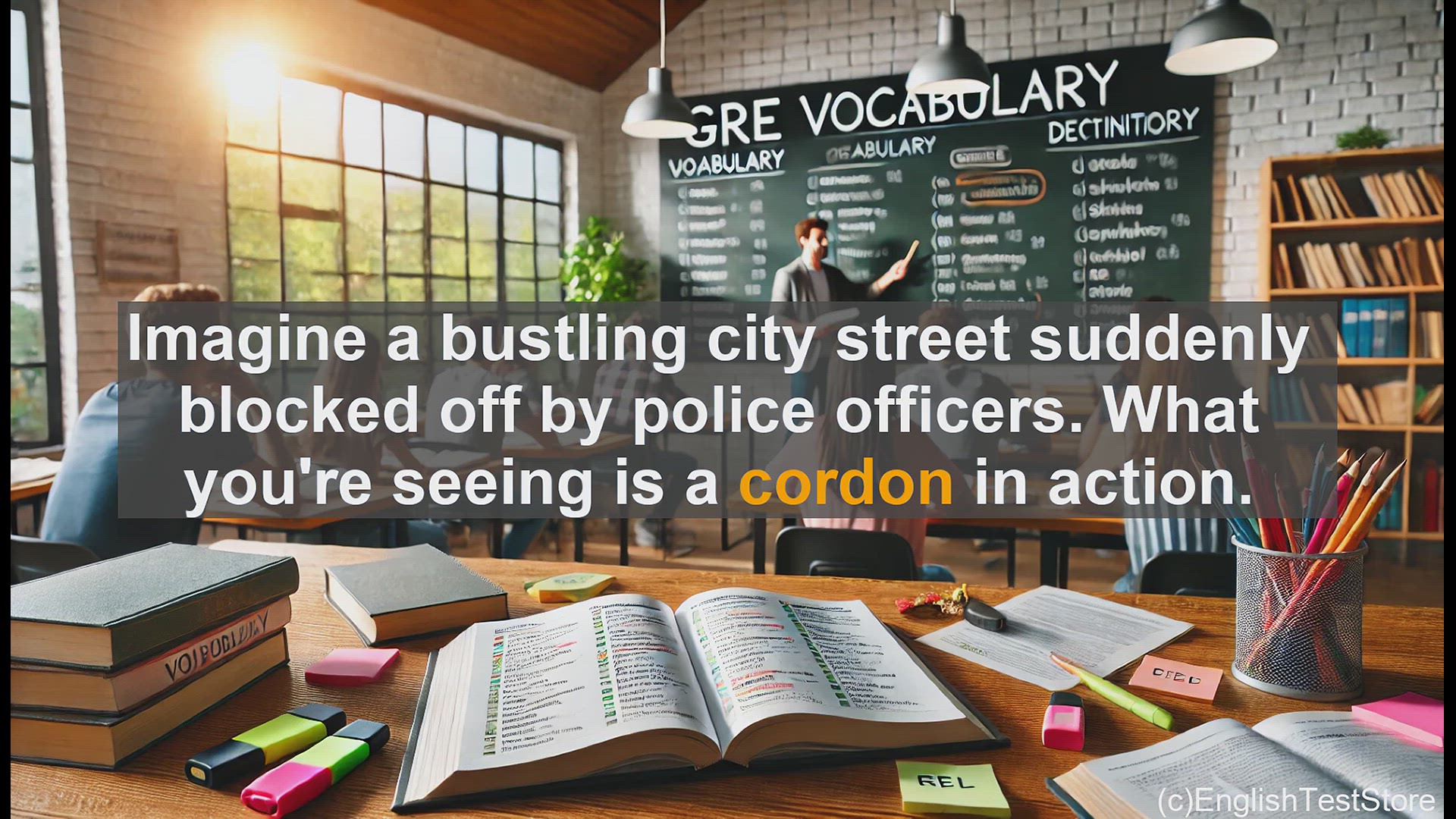 'Video thumbnail for GRE Vocabulary Lesson: Exploring the Word 'Cordon' and Its Usage'