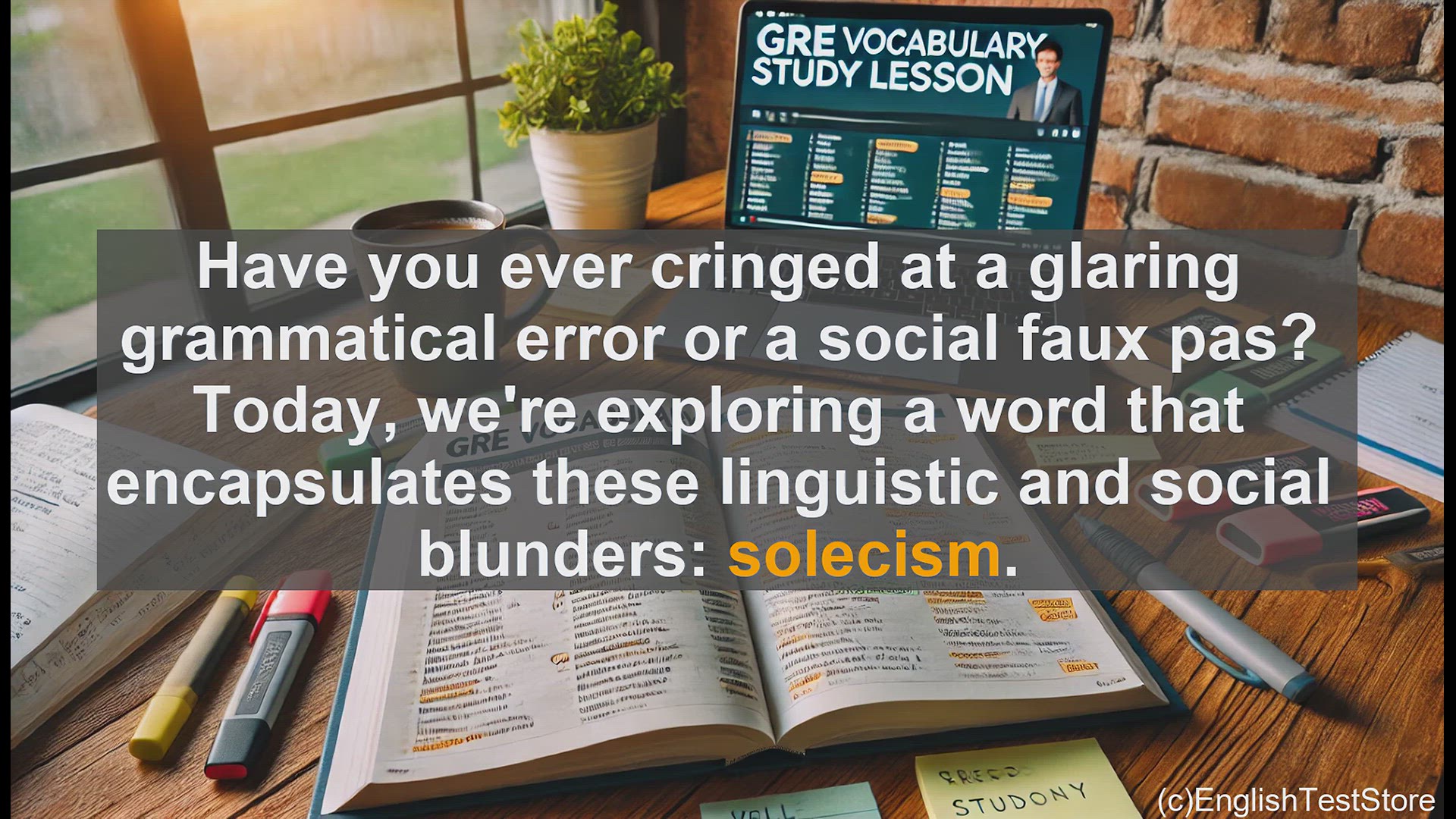 'Video thumbnail for GRE Vocabulary Lesson: Exploring the Linguistic and Social Blunders of Solecism'