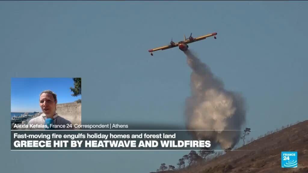 'Video thumbnail for Greece hit by heatwave and wildfires'