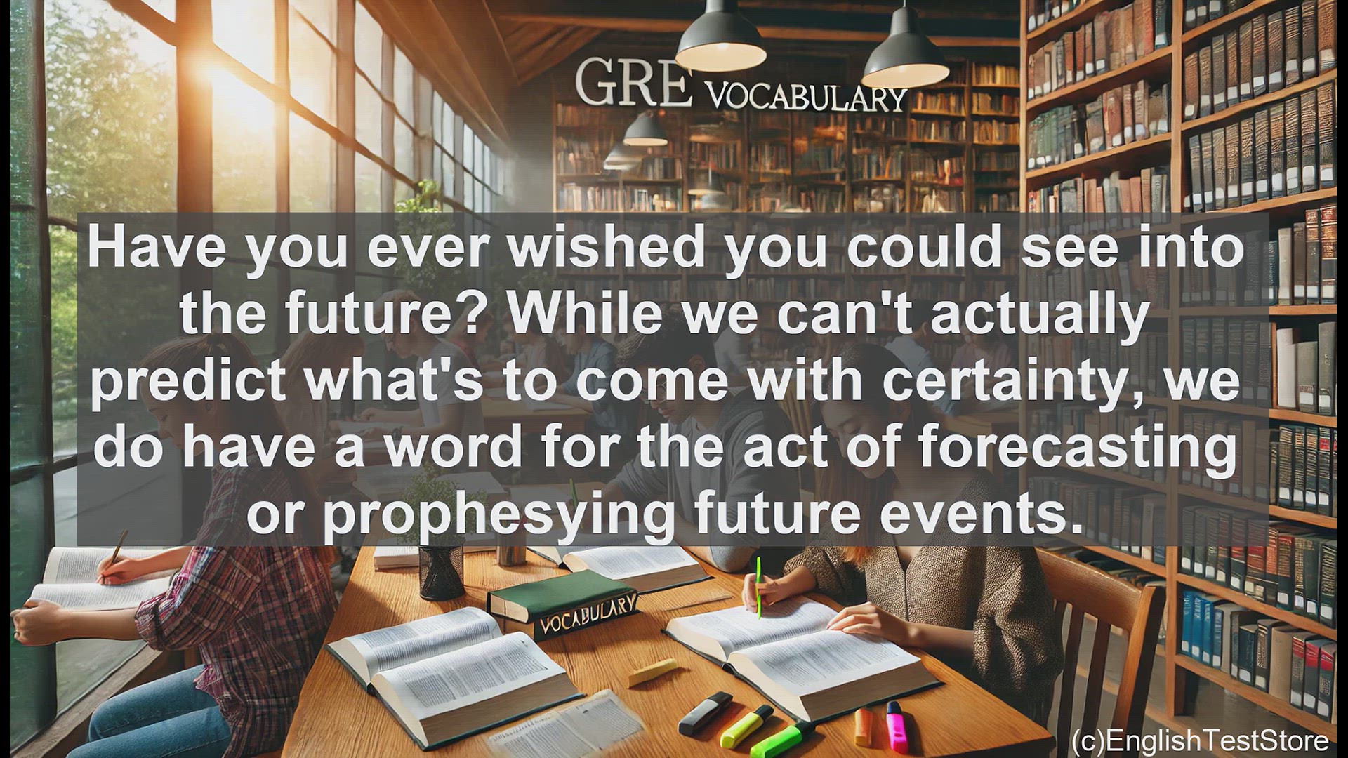 'Video thumbnail for GRE Vocabulary Lesson: Prognosticate - Predicting the Future'
