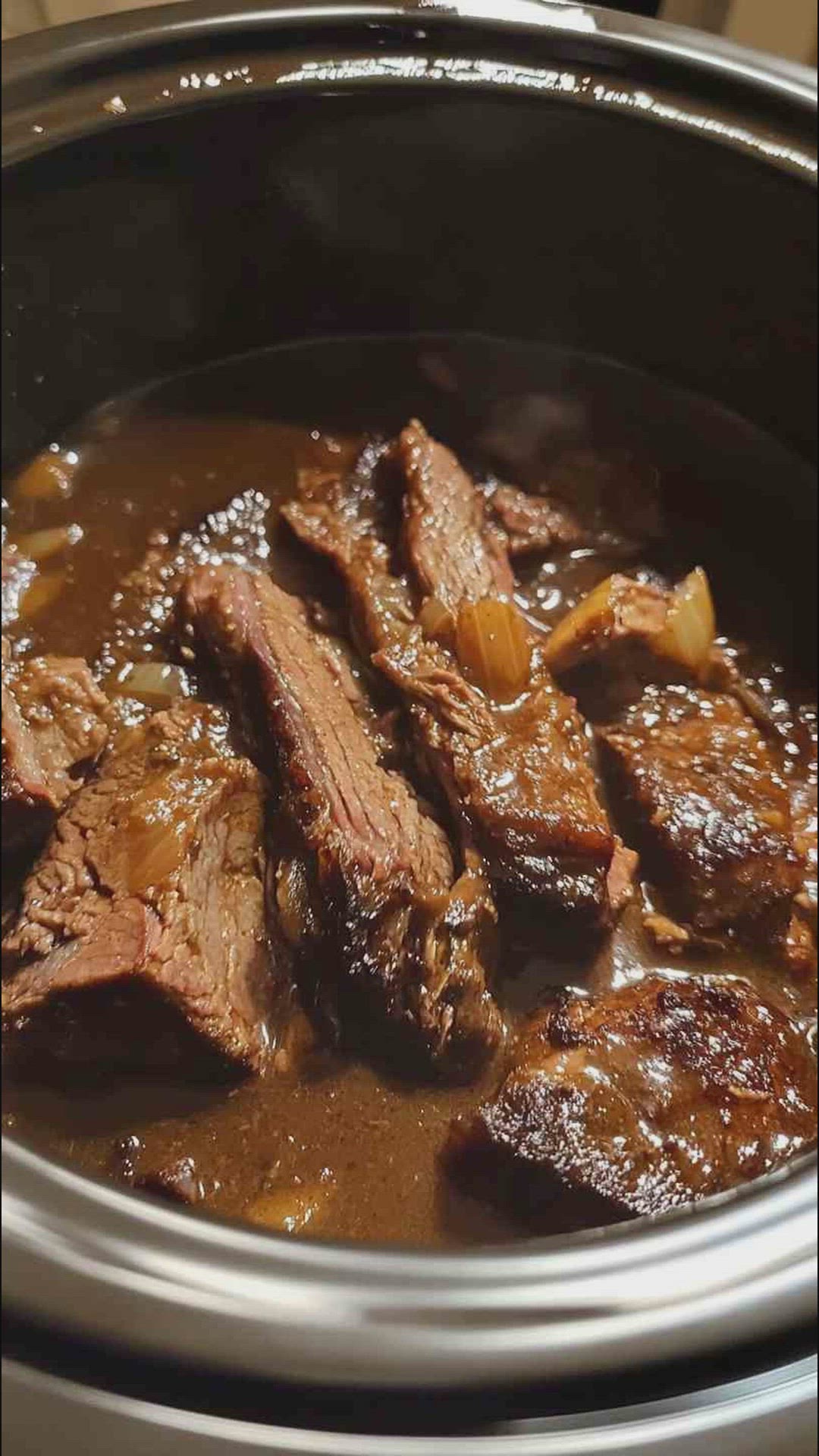'Video thumbnail for Flavorful Brisket in the Crock Pot with Onion Gravy'