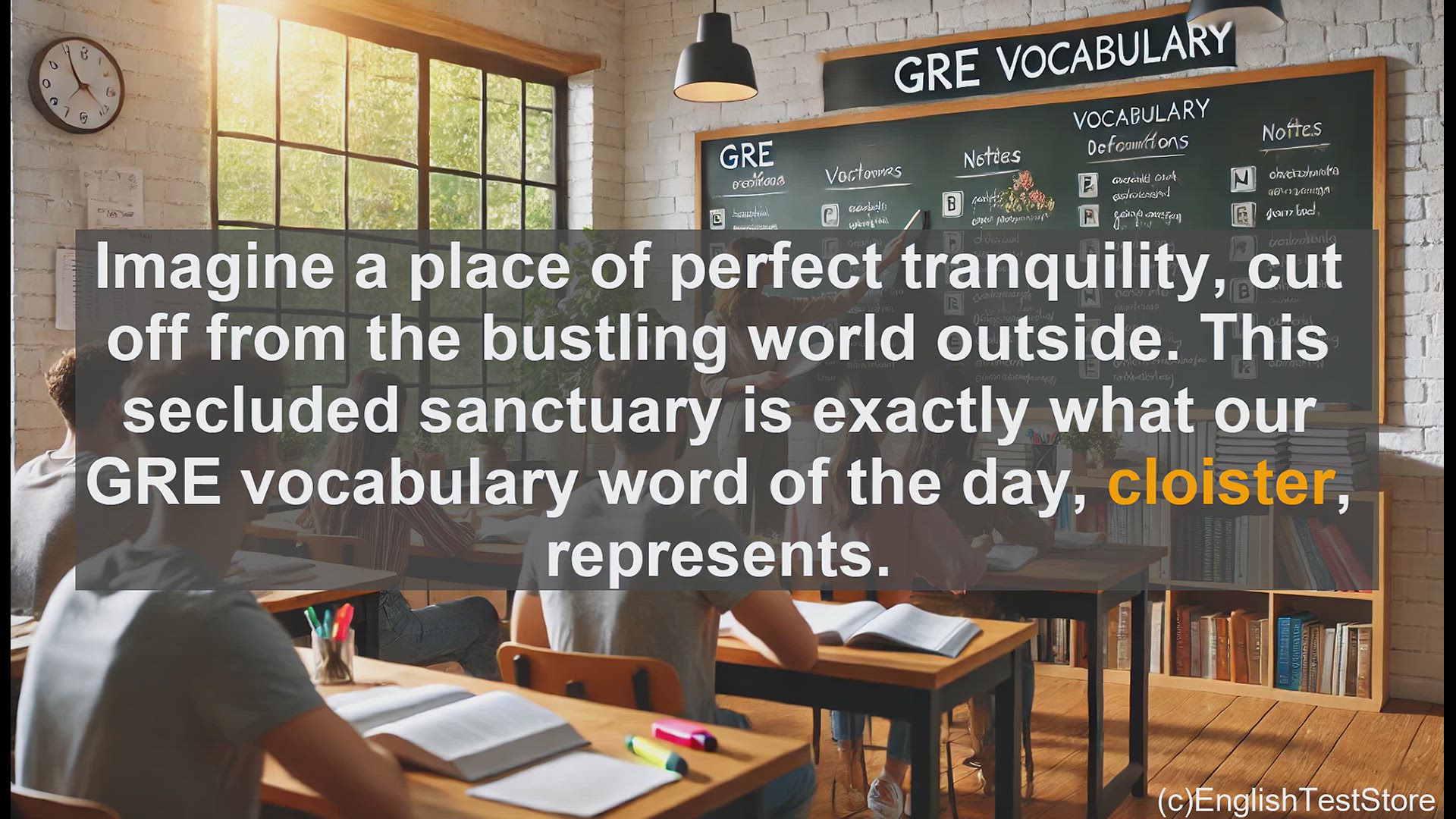 'Video thumbnail for GRE Vocabulary Lesson: Exploring the Tranquil Realm of Cloister'