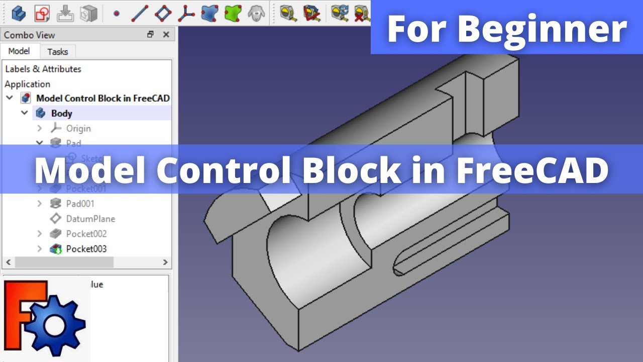 'Video thumbnail for Model Control Block in FreeCAD | FreeCAD Tutorial | FreeCAD Part Design | Mechnexus |'