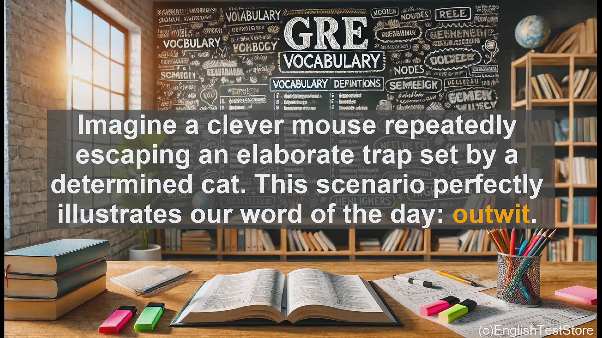 'Video thumbnail for GRE Vocabulary Lesson: The Clever Mouse Outwits the Determined Cat'
