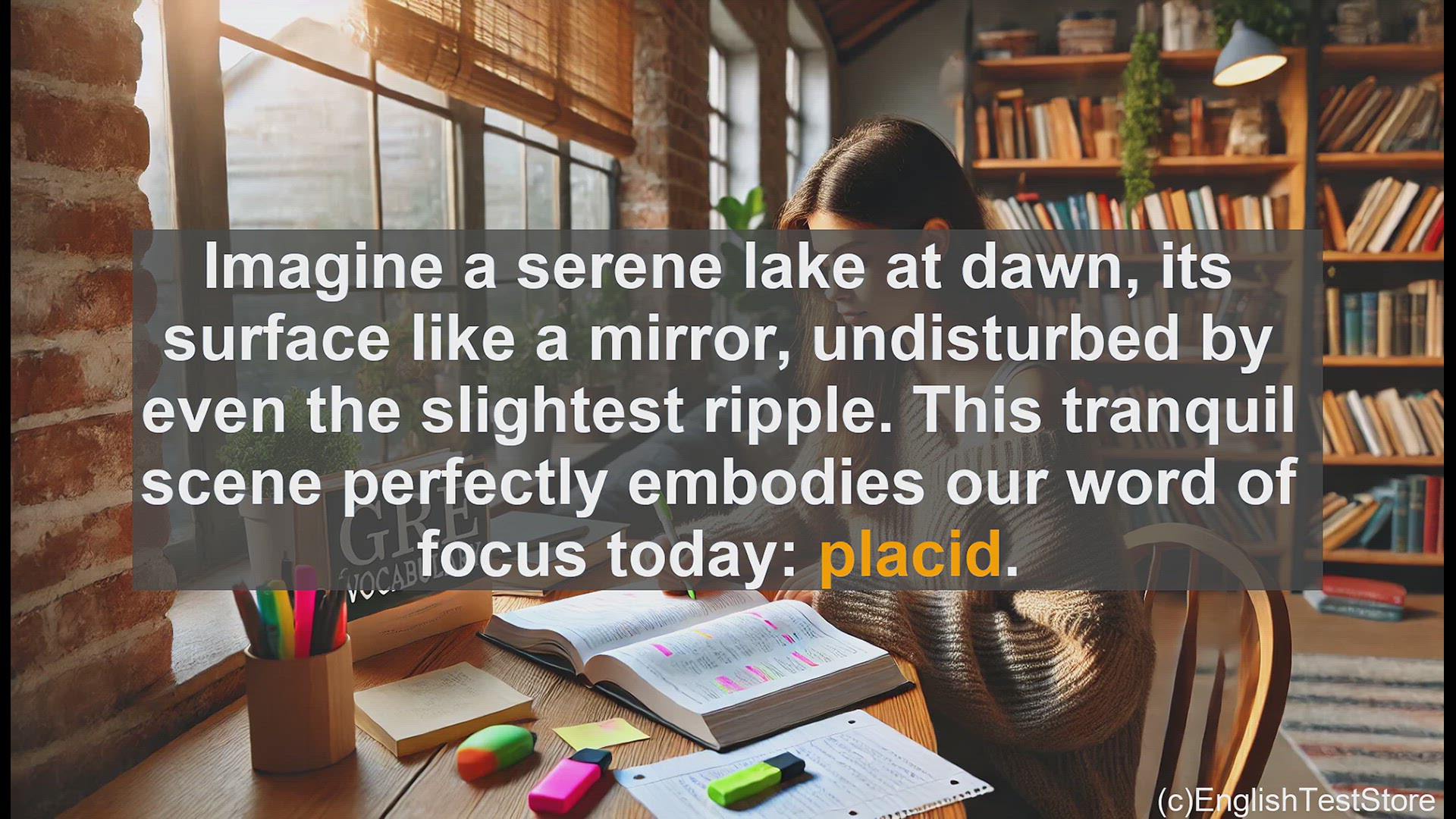 'Video thumbnail for GRE Vocabulary Lesson: Placid - Mastering the Art of Calmness for GRE Success'