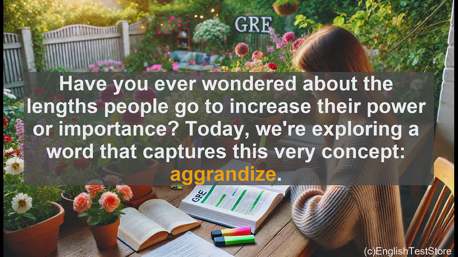 'Video thumbnail for GRE Vocabulary Lesson: The Power of Aggrandizement - Exploring the Desire for Status and Influence'