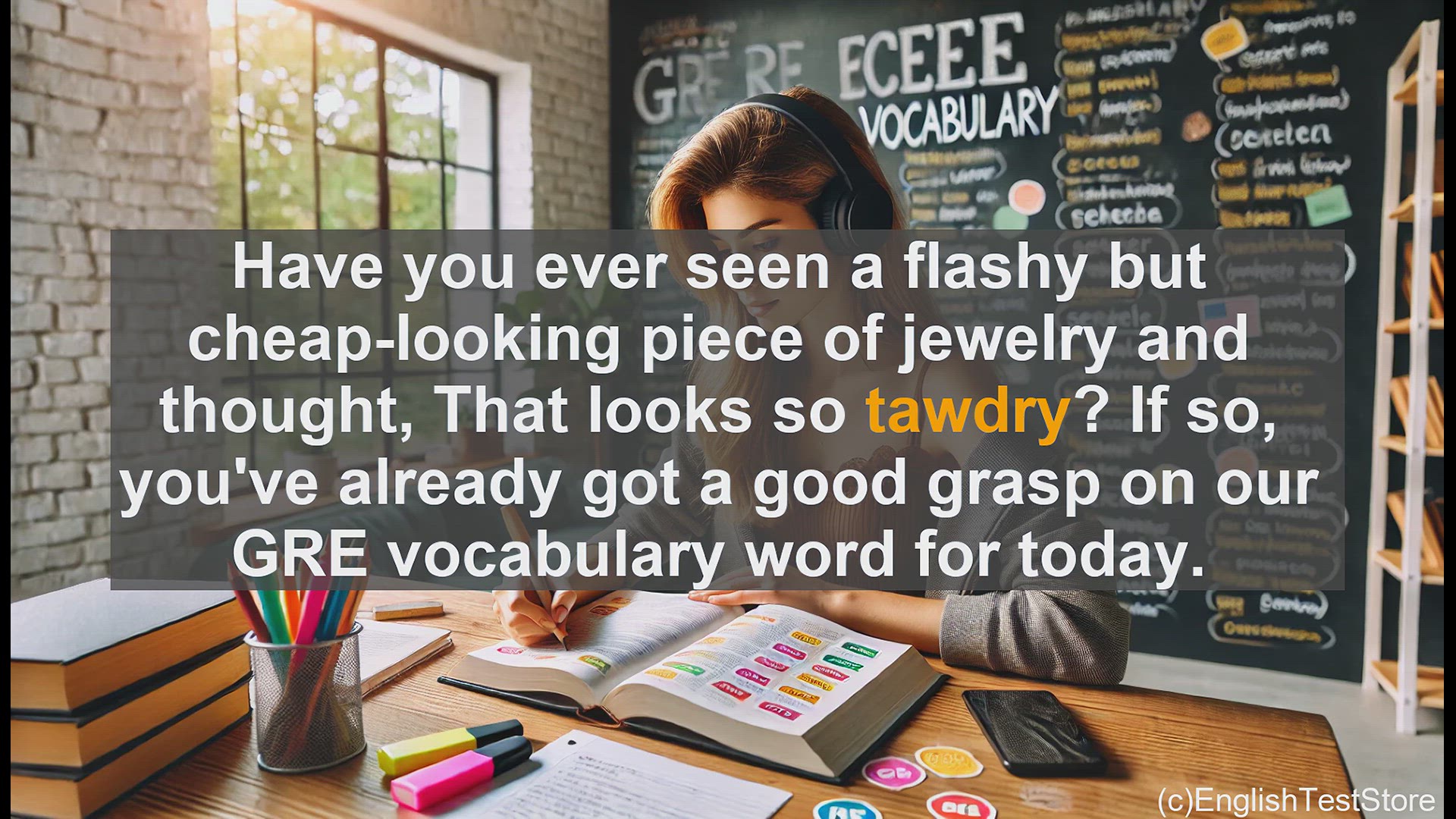 'Video thumbnail for GRE Vocabulary Lesson: Exploring the Meaning and Usage of 'Tawdry''