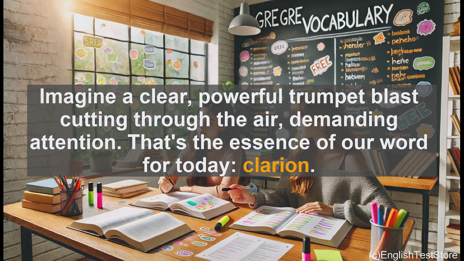 'Video thumbnail for GRE Vocabulary Lesson: Clarion - A Powerful Word for Clear, Attention-Grabbing Sounds'