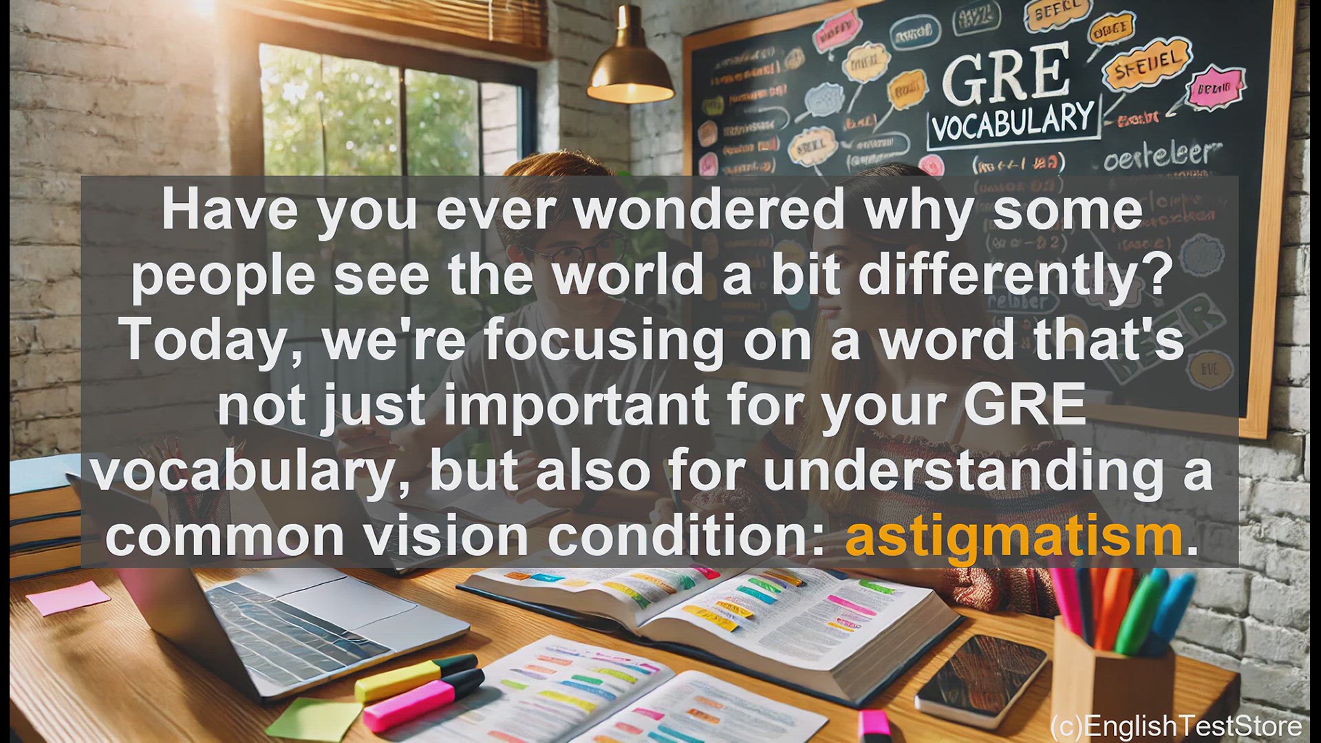 'Video thumbnail for GRE Vocabulary Lesson: Exploring Astigmatism - The Vision Condition That Bends Light'