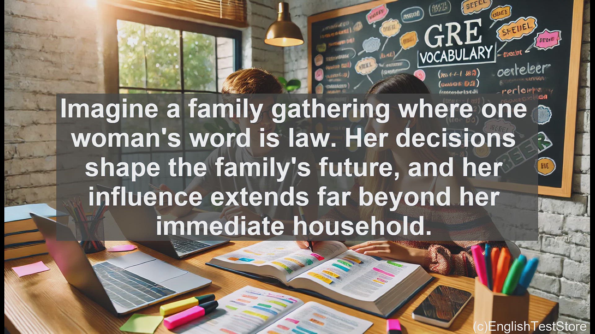 'Video thumbnail for GRE Vocabulary Lesson: The Matriarch's Influence - Shaping Family Dynamics'