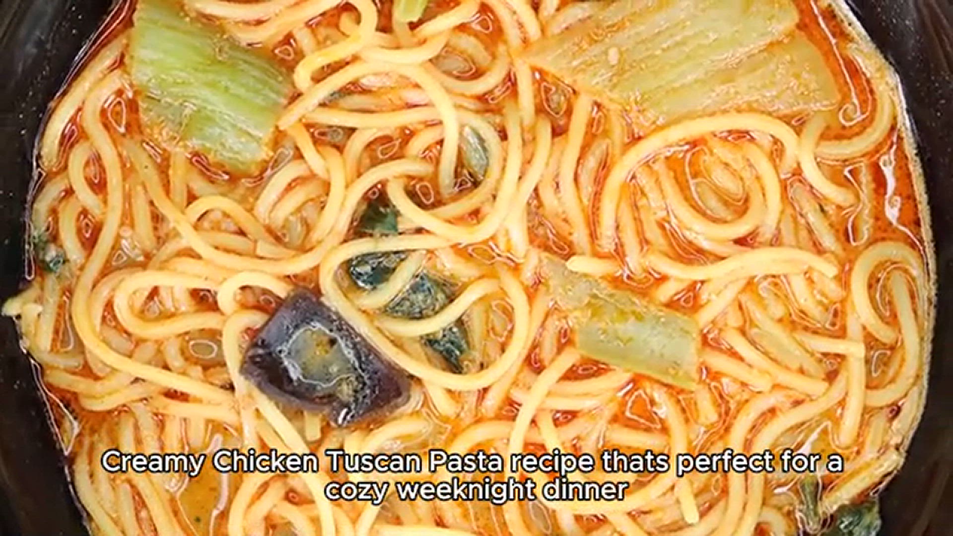 Video thumbnail for Creamy Chicken Tuscan Pasta Recipe