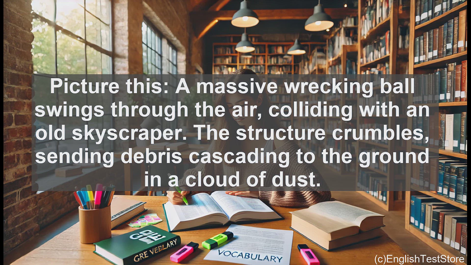 'Video thumbnail for GRE Vocabulary Lesson: The Art of Demolition - Tearing Down Structures and Reputations'