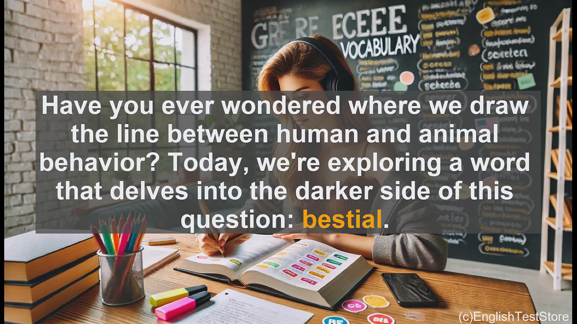 'Video thumbnail for GRE Vocabulary Lesson: Exploring the Darker Side - Understanding the Word 'Bestial''