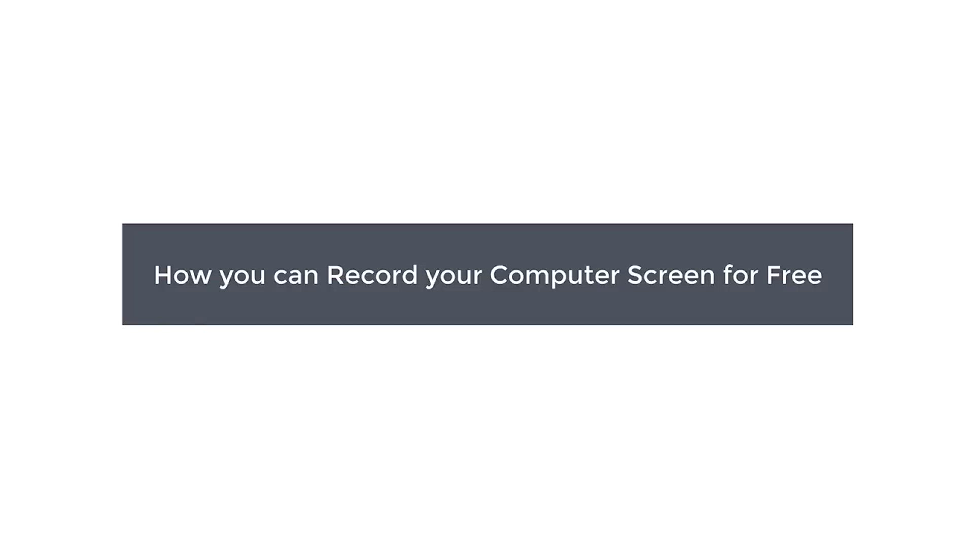 'Video thumbnail for How To Record Your Computer Screen - for Free'