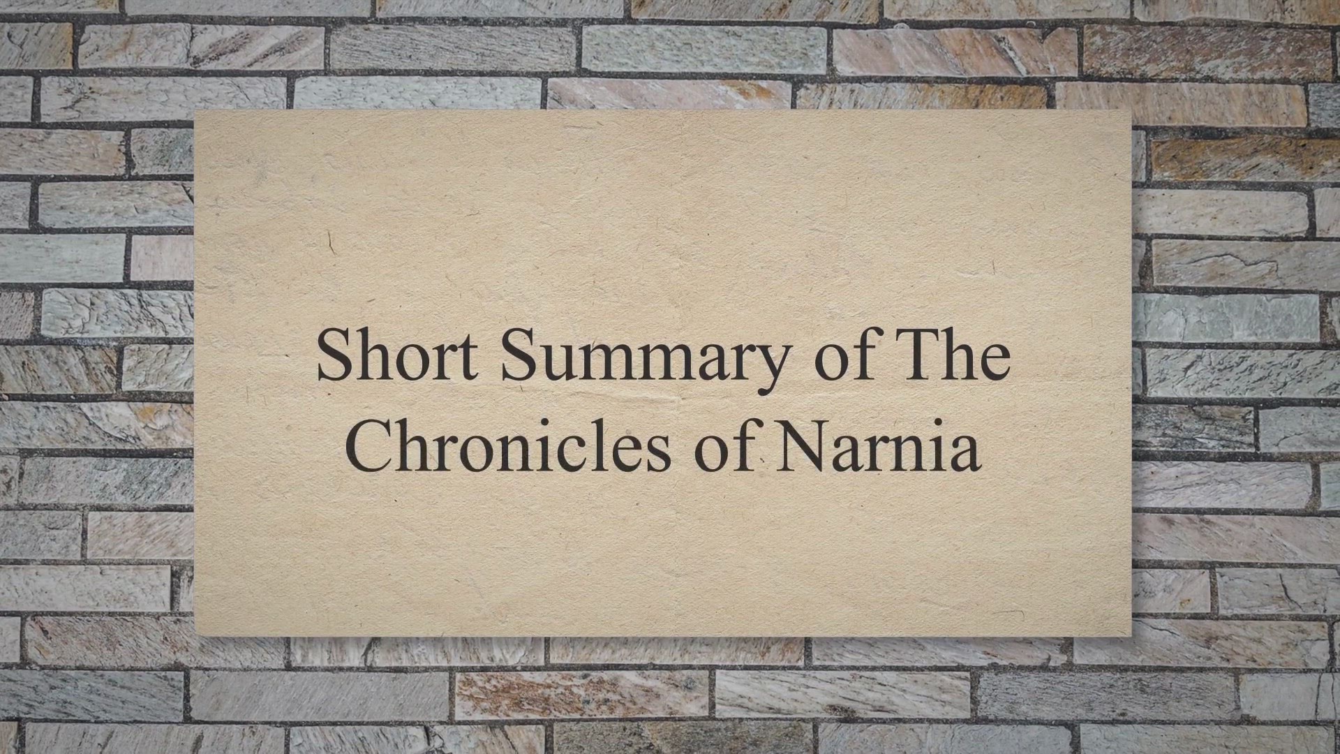 Video thumbnail for Plot Summary Of The Chronicles Of Narnia