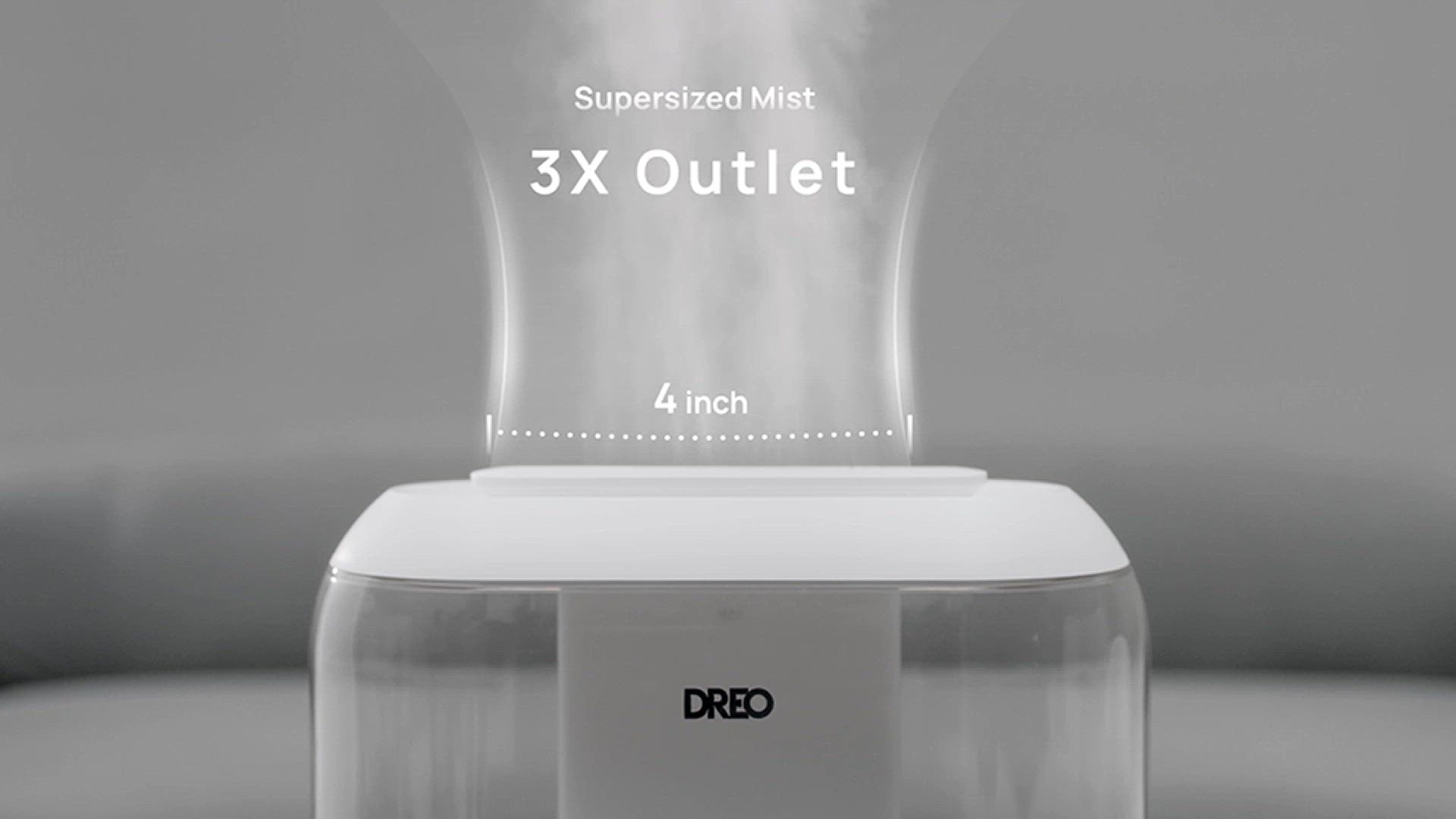 'Video thumbnail for Dreo Humidifiers for Bedroom, Top Fill 4L Supersized Cool Mist Humidifier'