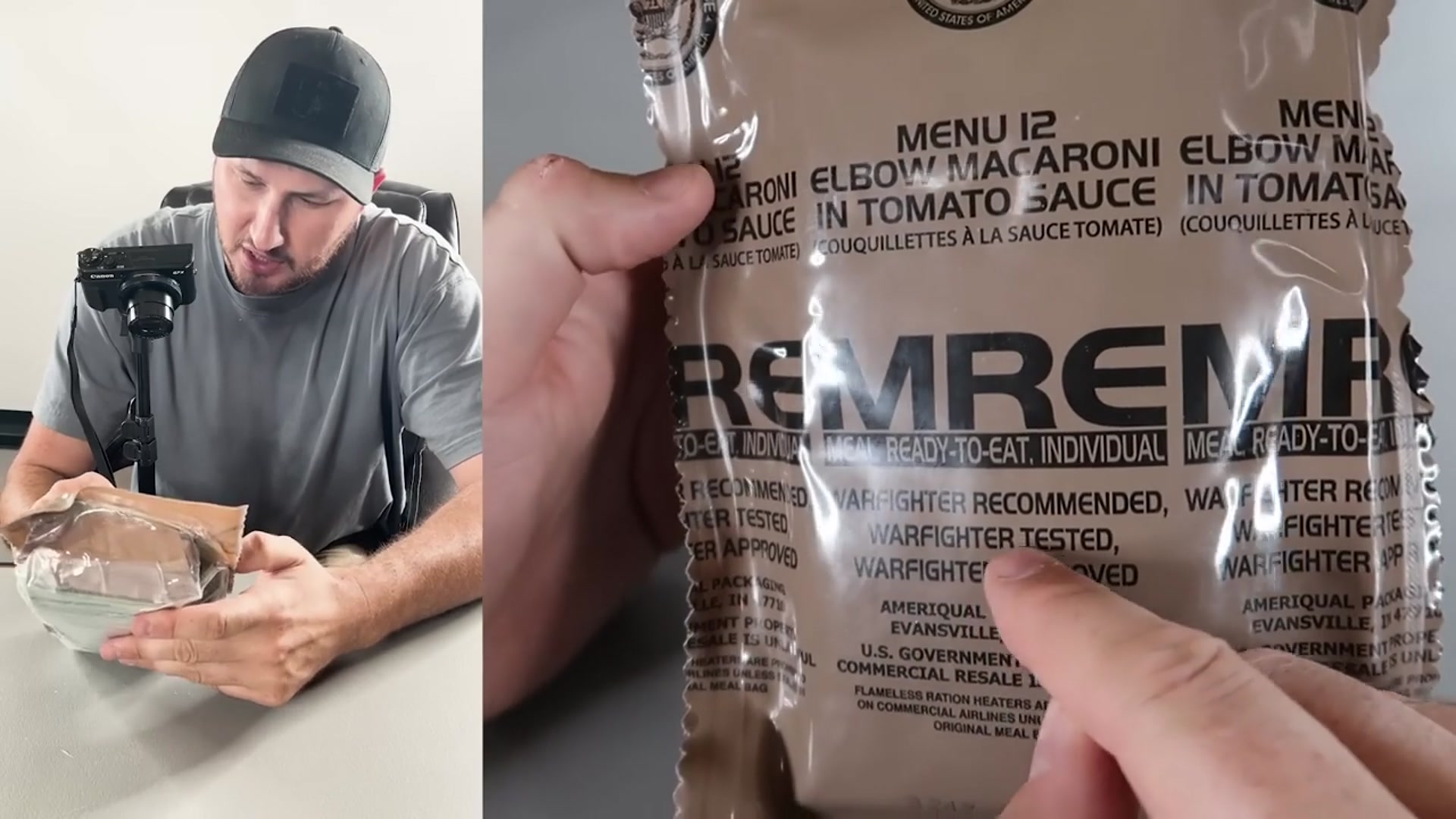 'Video thumbnail for Testing 2024 US Army MRE (Meal Ready To Eat) Menu 12 Taste Test'