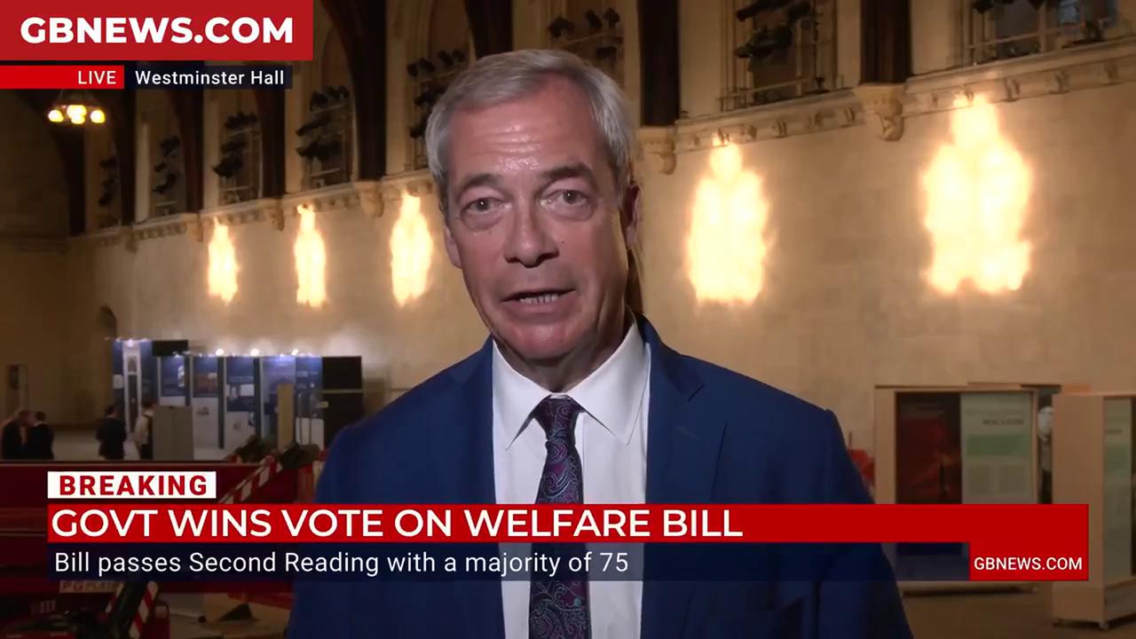 'Video thumbnail for Nigel Farage: Labour is in 'big trouble' after benefits bill victory'