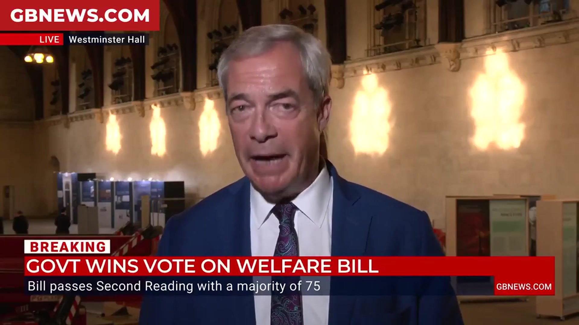 'Video thumbnail for Nigel Farage: Labour is in 'big trouble' after benefits bill victory'