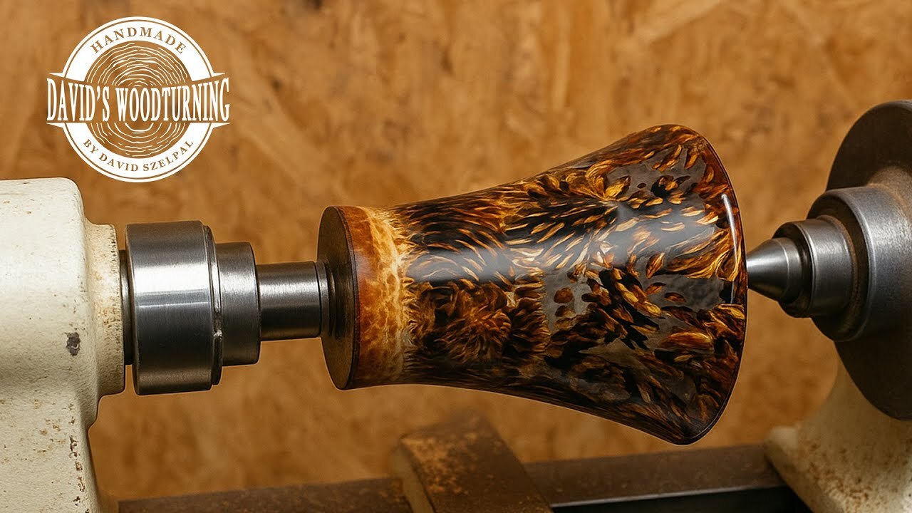 Video thumbnail for Woodturning - Clear Resin and Pine Cone Vase